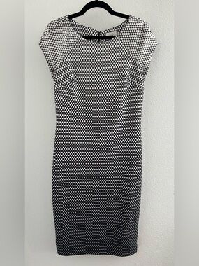 ECI Black and White Polka Dot Midi Sheath Dress